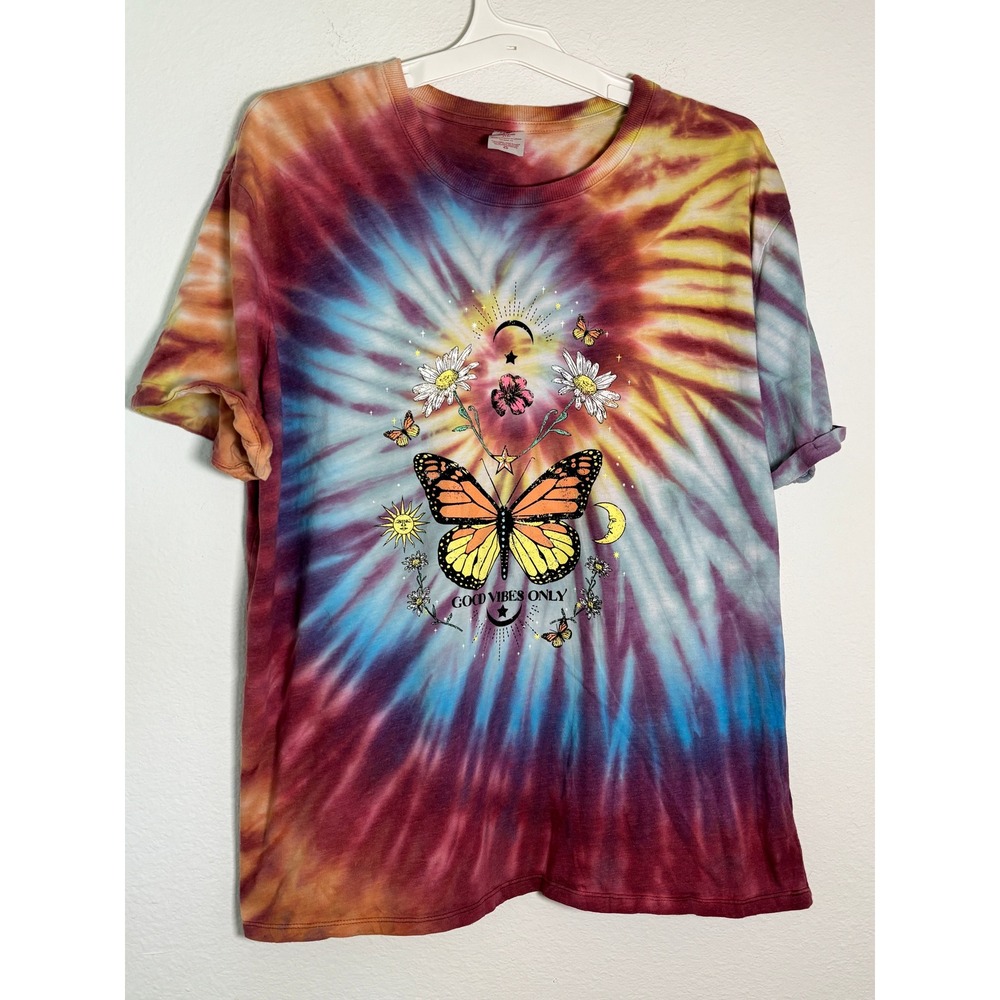 No Boundaries Tie Dye Butterfly Graphic T-Shirt Good Vibes Only XXL 19